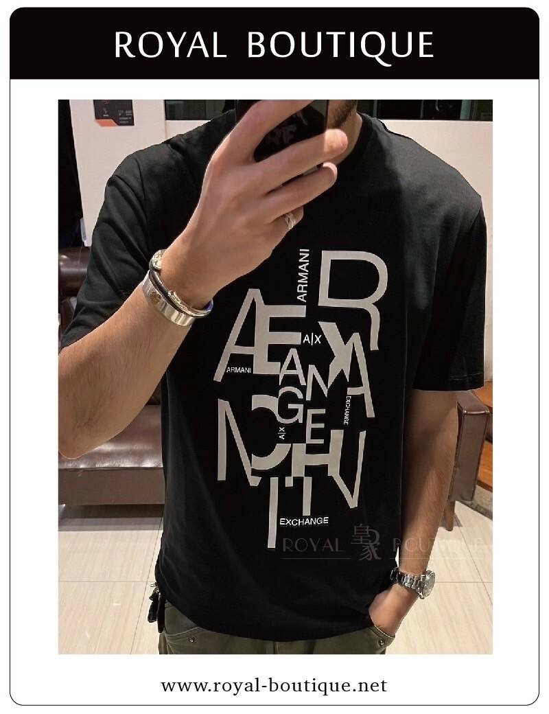 Armani Exchange 胸前大面積不規則排列英字短T