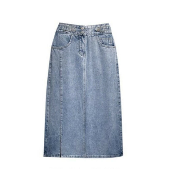 Hot selling slit denim skirt [blue] [size L-4XL] (please contact customer service to confirm the delivery size after placing the order)