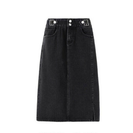 Hot selling slit denim skirt [black] [size L-4XL] (please contact customer service to confirm the delivery size after placing the order)