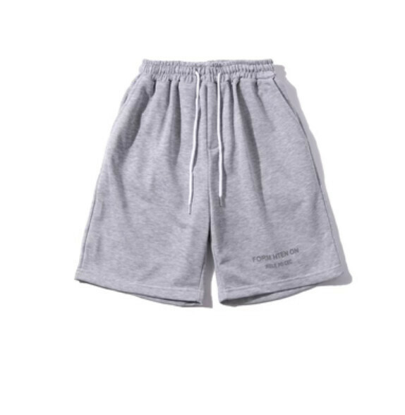 激抵復古字母印花運動五分衛褲（灰色 ）【S-3XL碼】【下單後聯絡客服確認發貨尺碼】
