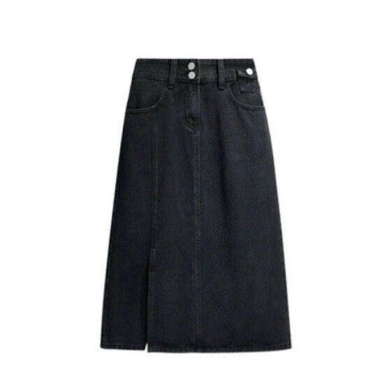 熱賣開叉牛仔半身裙【黑色】【M-4XL碼】（下單後請聯絡客服確認發貨尺碼）