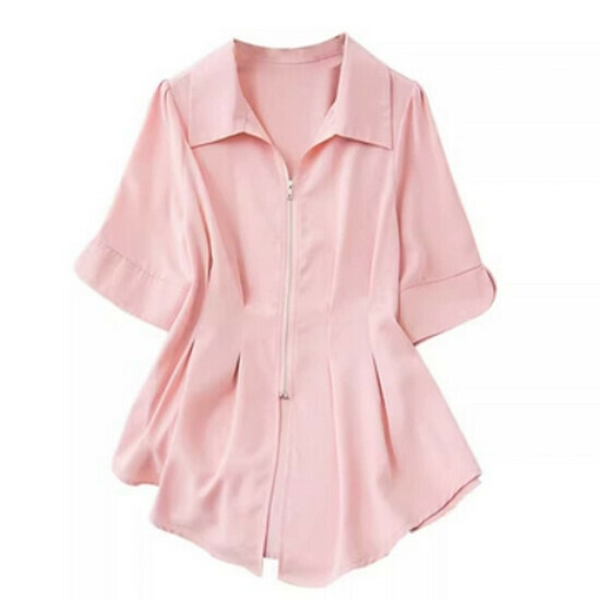 Hot selling Polo collar shirt [pink] [M-4XL size] (please contact customer service to confirm the delivery size after placing the order)