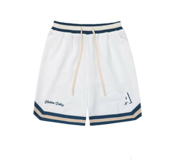 激抵夏季織帶拼接運動五分褲（白色）【S-XL碼】【下單後聯絡客服確認發貨尺碼】