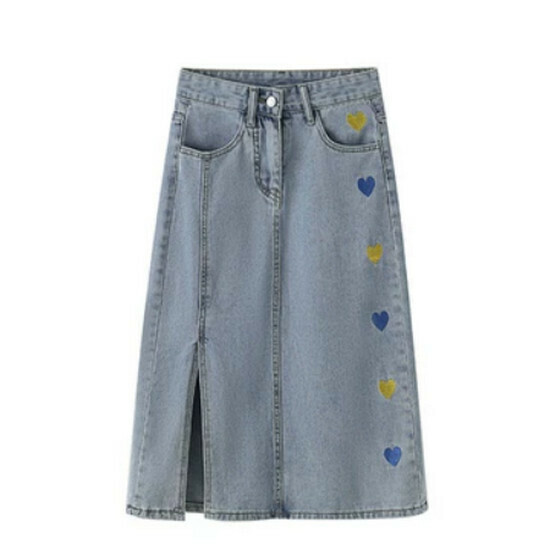 Hot selling embroidered denim skirt [blue] [S-XL size] (please contact customer service to confirm the delivery size after placing the order)