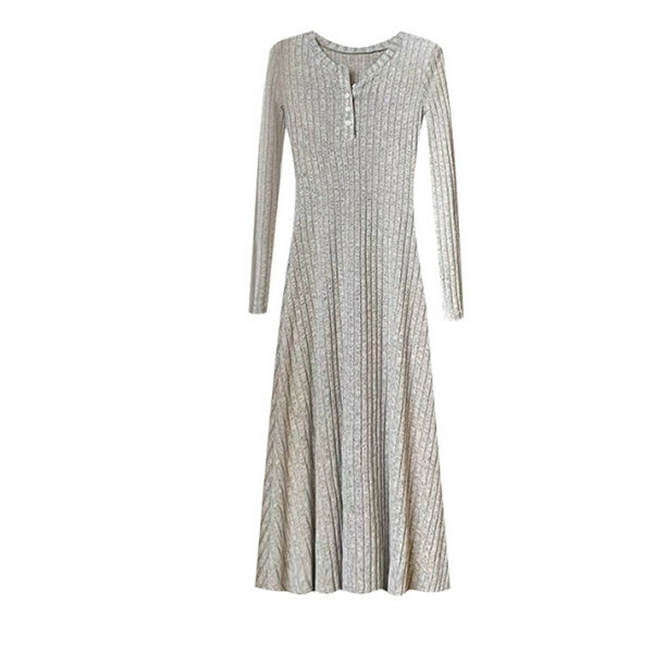 Hot selling V-neck knitted dress [khaki short] size [S-L] [please contact customer service to confirm the delivery size after placing the order]