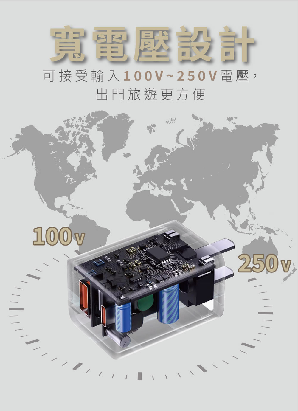 100V - 240V寬電壓設計