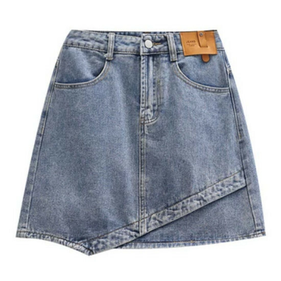 Hot selling irregular denim skirt [blue] [M-4XL size] (please contact customer service to confirm the delivery size after placing the order)