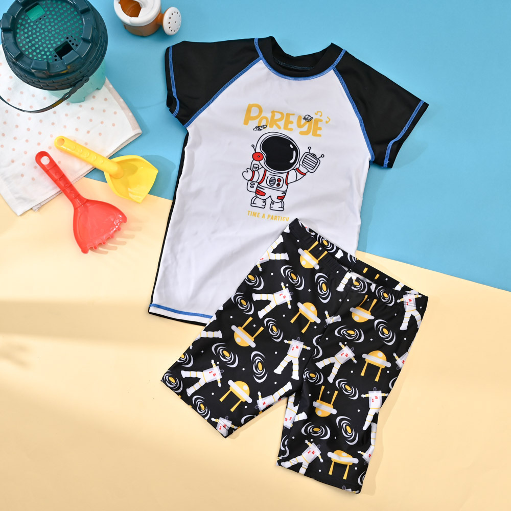 TB449-童短袖兩件式褲裝-花