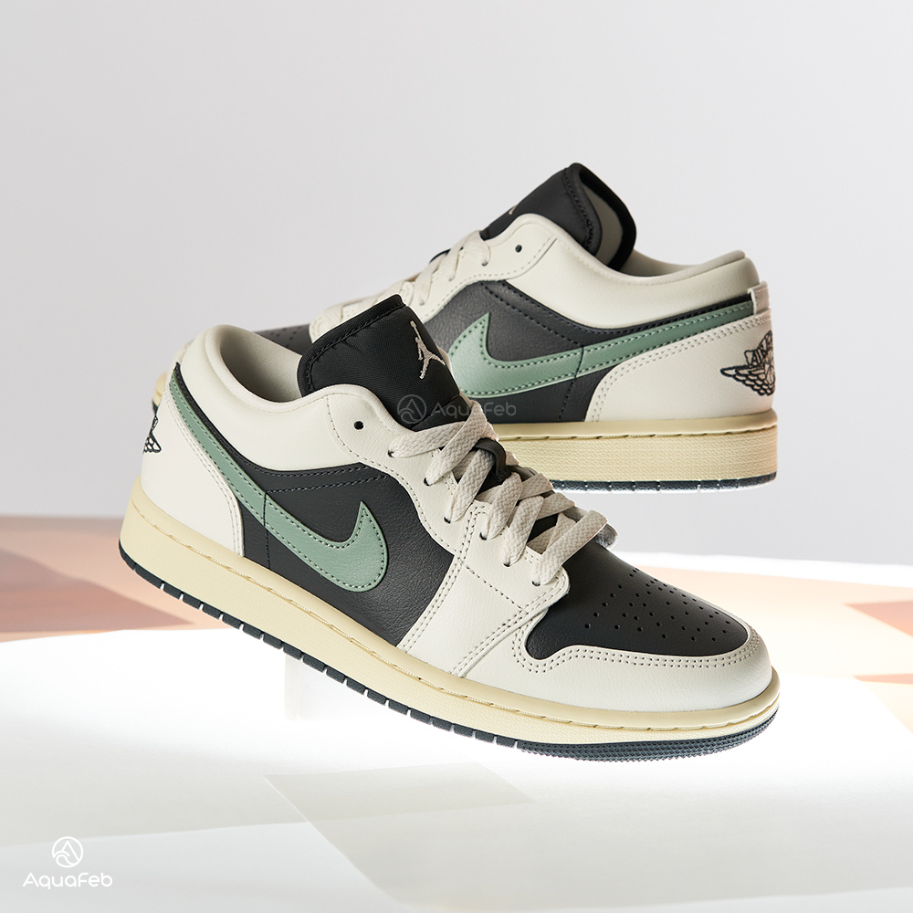 Nike W Air Jordan 1 Low 女 米白綠 AJ1 低筒 喬丹 經典 休閒鞋 DC0774-001