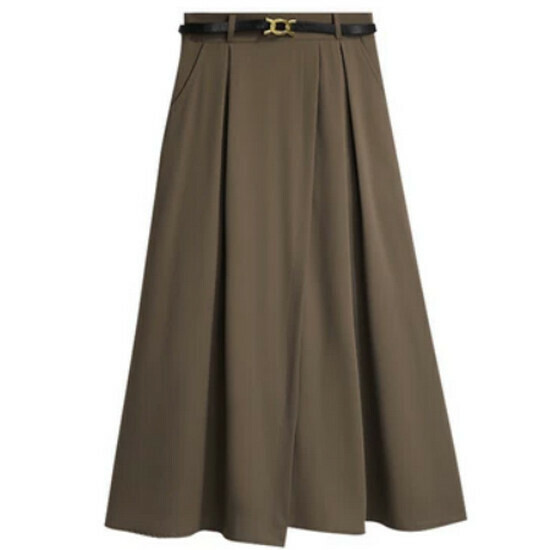 Hot selling commuter high-waisted skirt [Khaki (belt not included)] [L-4XL size] (please contact customer service to confirm the delivery size after placing the order)
