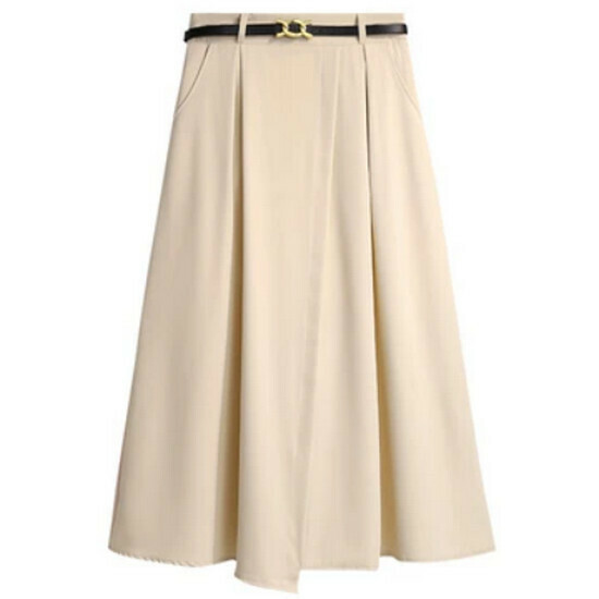 Hot-selling commuter high-waist skirt [Apricot (belt not included)] [L-4XL size] (please contact customer service to confirm the delivery size after placing the order)