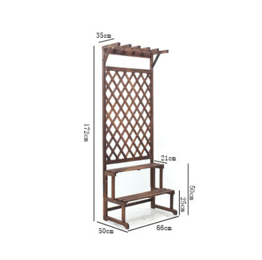 Popular fir solid wood furniture, outdoor flower stand, entrance screen, potted plant pergola [66x50x172cm] original color