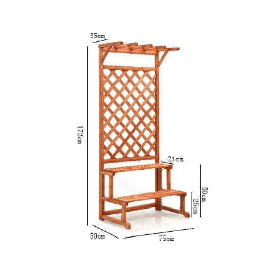 Popular fir solid wood furniture, outdoor flower stand, entrance screen, potted plant pergola [75x50x172cm] Orange