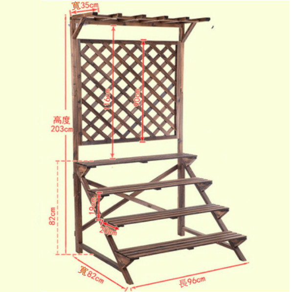 Popular fir solid wood furniture, outdoor flower stand, entrance screen, potted plant pergola [96x82x203cm] original color