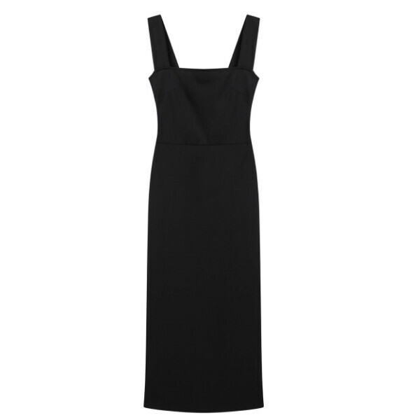 Hot selling suspender slit long skirt (black) (XS-L size) (contact customer service after placing the order to confirm the delivery size)