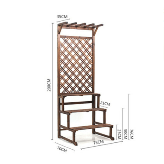 Popular fir solid wood furniture, outdoor flower stand, entrance screen, potted plant pergola [75x70x200cm] original color