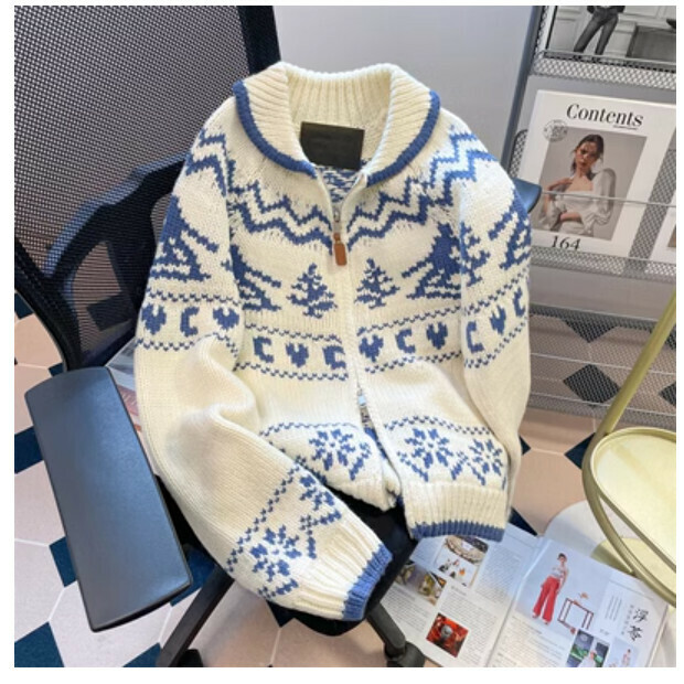 Hot selling knitted cardigan jacket [blue and white] size [one size fits all]