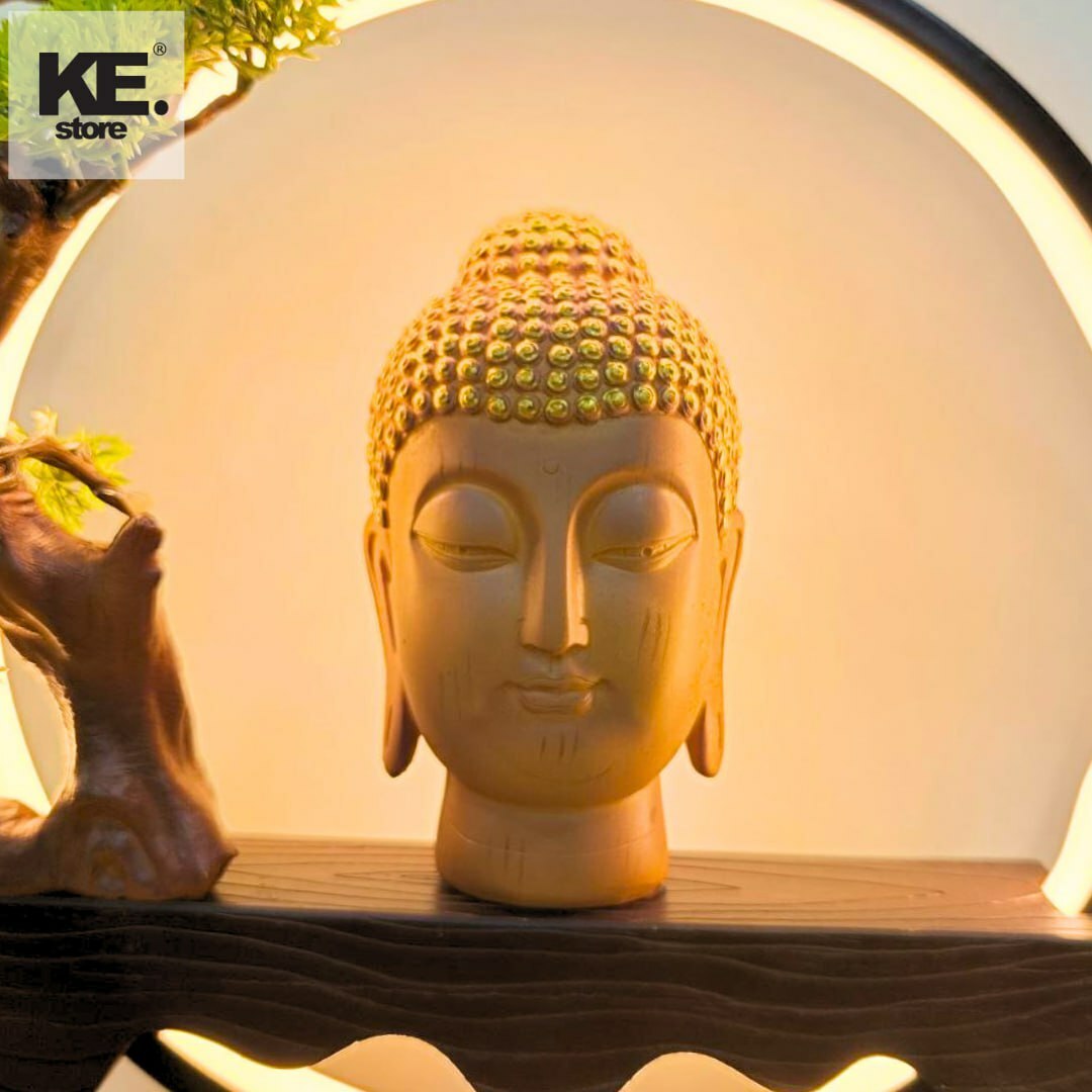RING LIGHT BUDDHA HEAD STATUE TABLETOP CODE BS 072