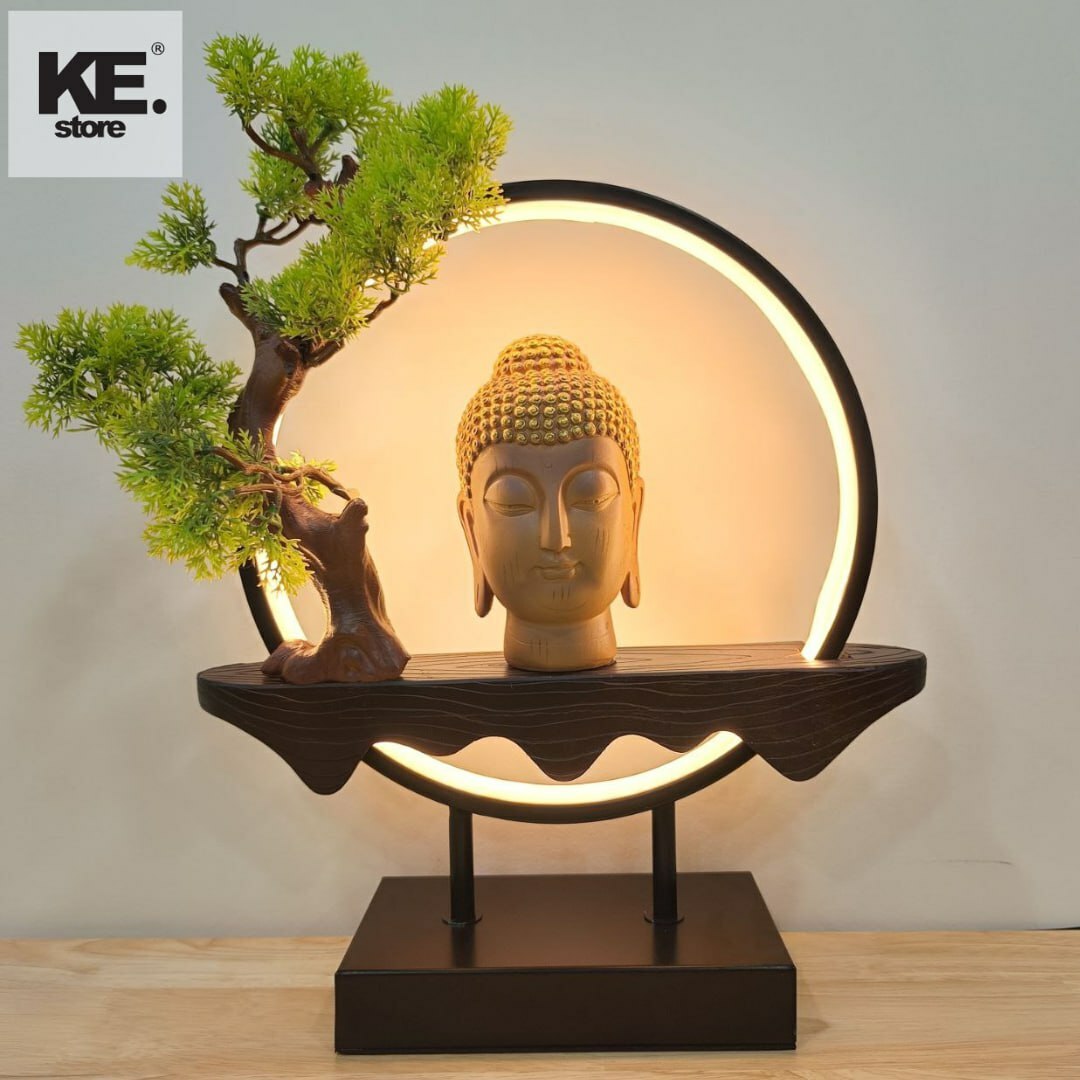 RING LIGHT BUDDHA HEAD STATUE TABLETOP CODE BS 072