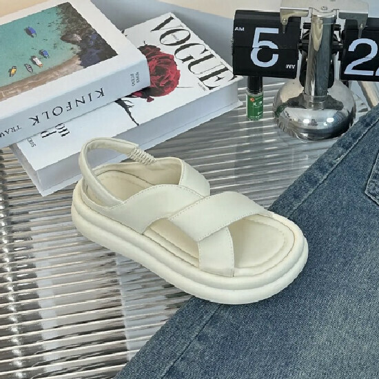 熱賣交叉沙灘涼鞋【米白色】【35-40碼】(下單後請聯絡客服確認發貨尺碼)