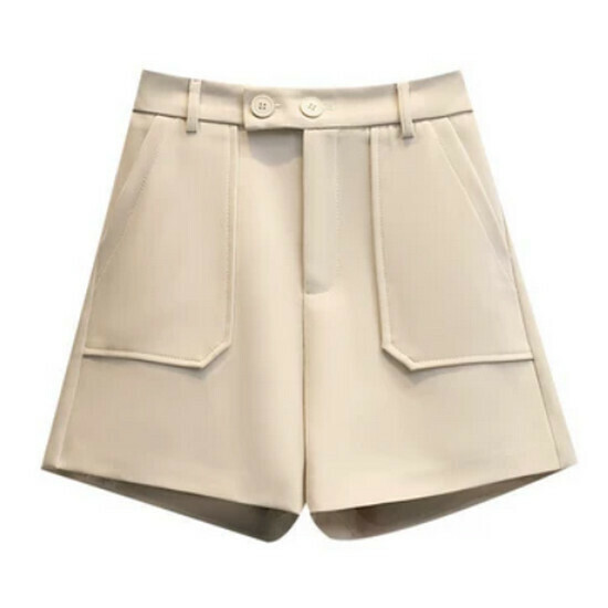 熱賣西裝闊腿短褲【杏色】【L-4XL碼】（下單後請聯絡客服確認發貨尺碼）