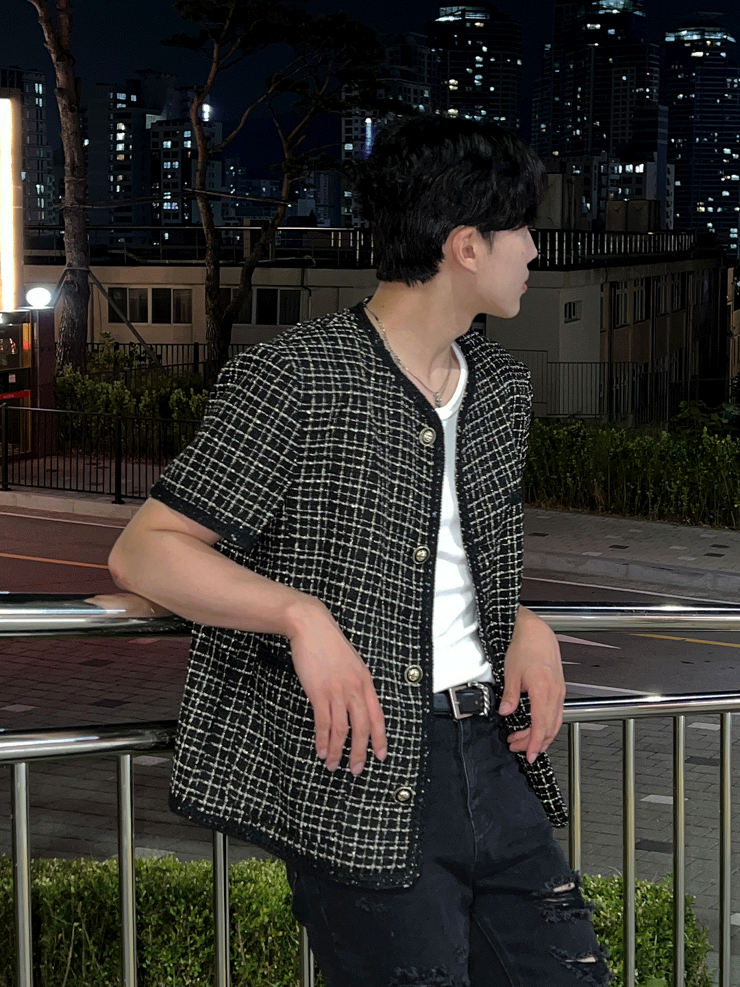 米蘭粗花呢短袖夾克