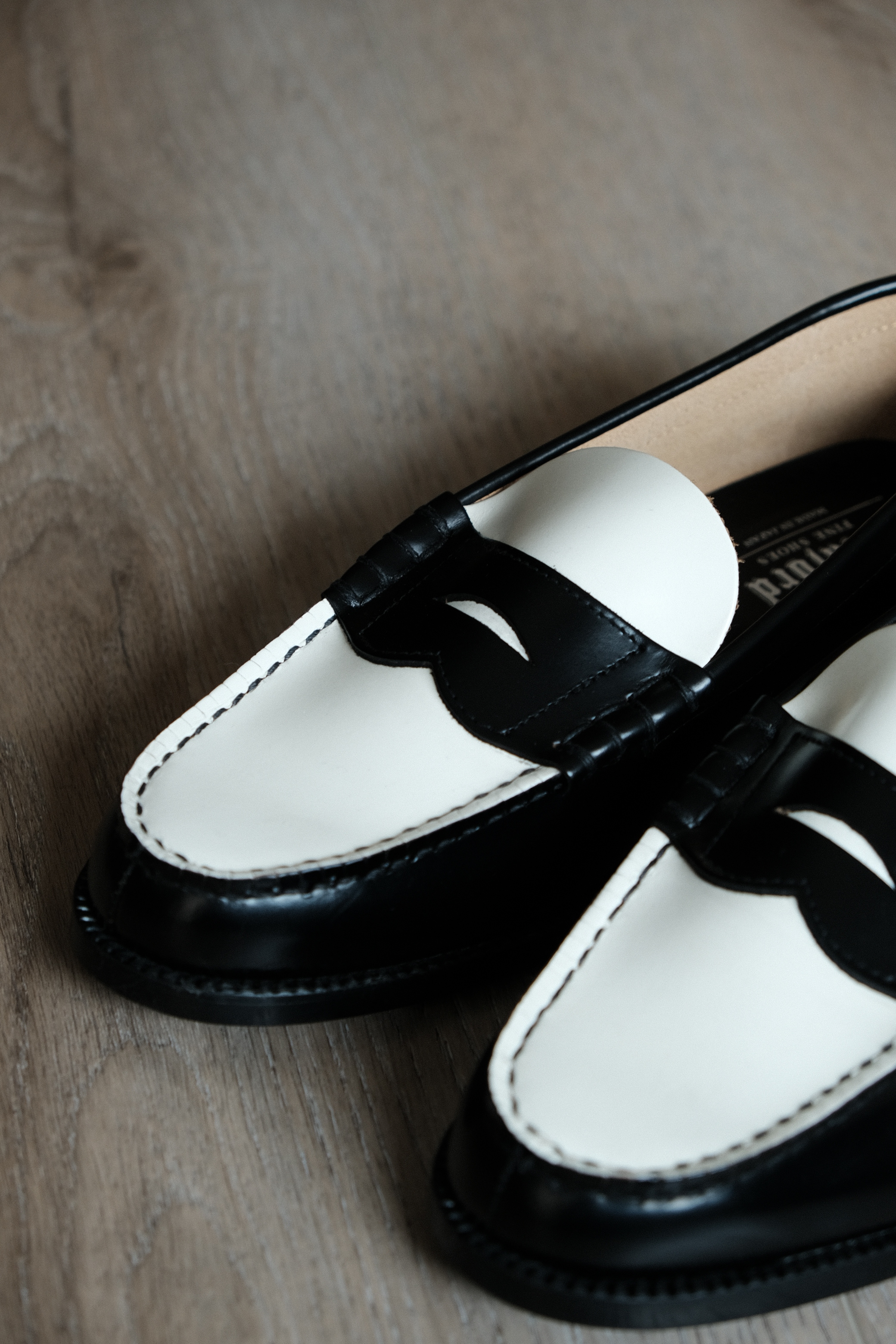 KENFORD - MENS COMBI LOAFERS / BLACK WHITE