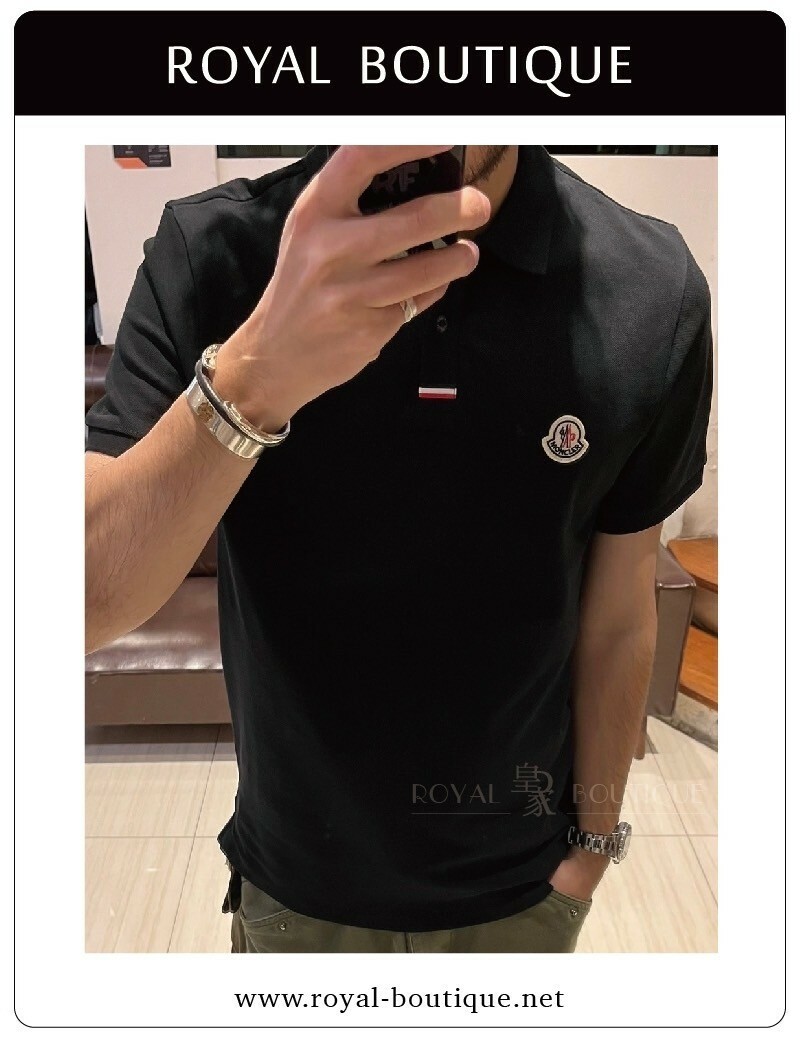 MONCLER 蒙口左胸雙小標短POLO衫