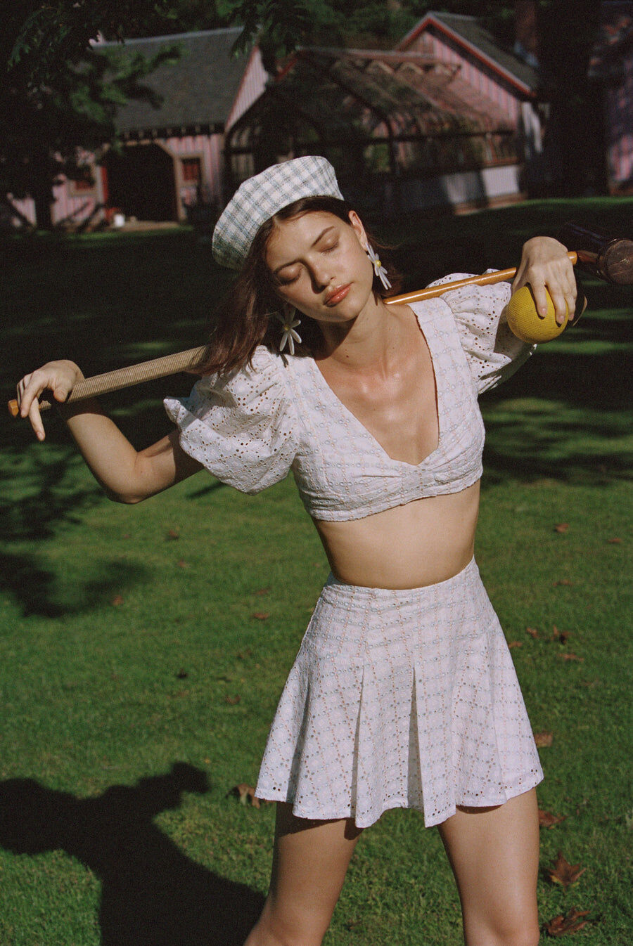 Denise Crop Skirt Set 小花刺繡鏤空套裝