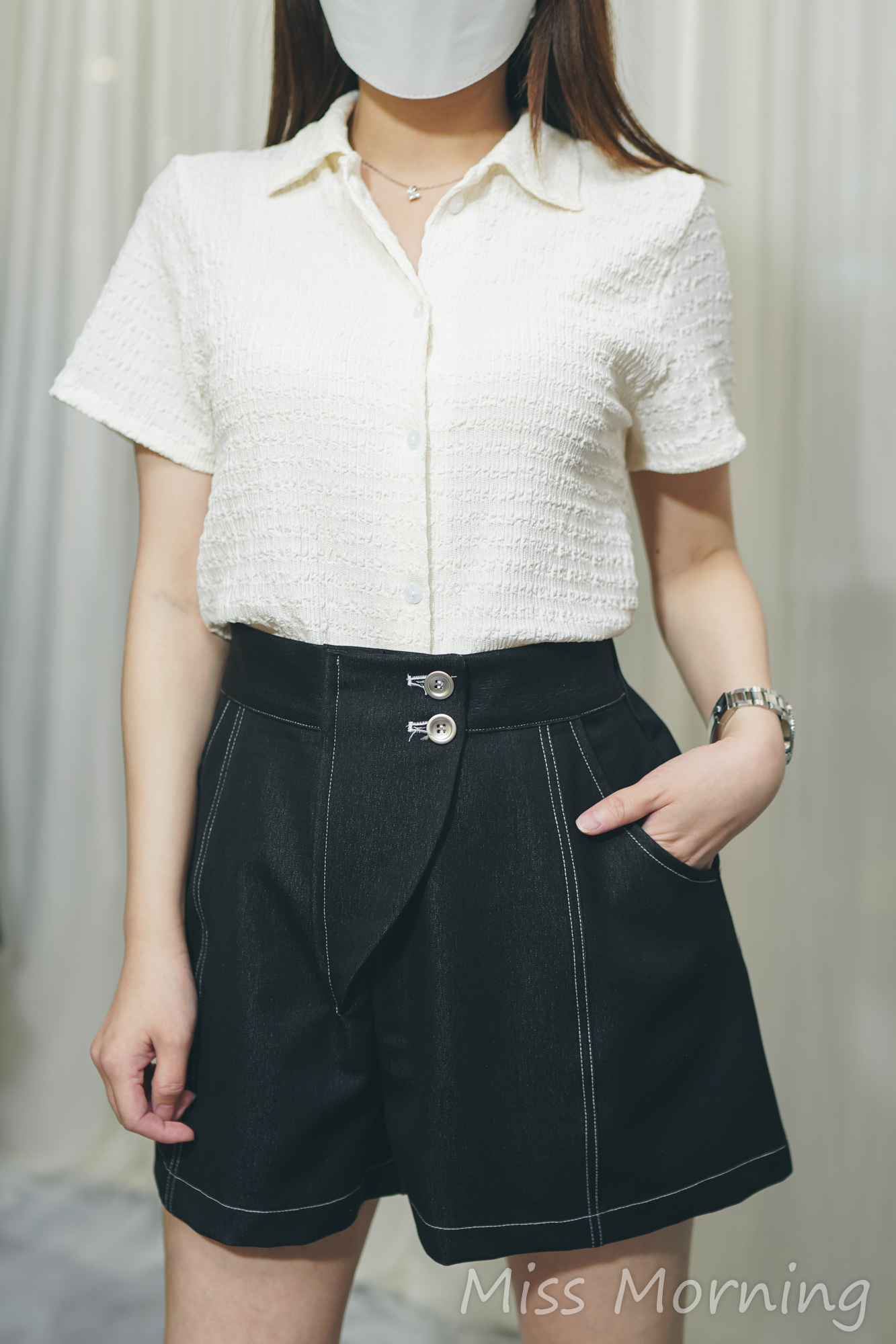 皺皺料反領上衣(13950)