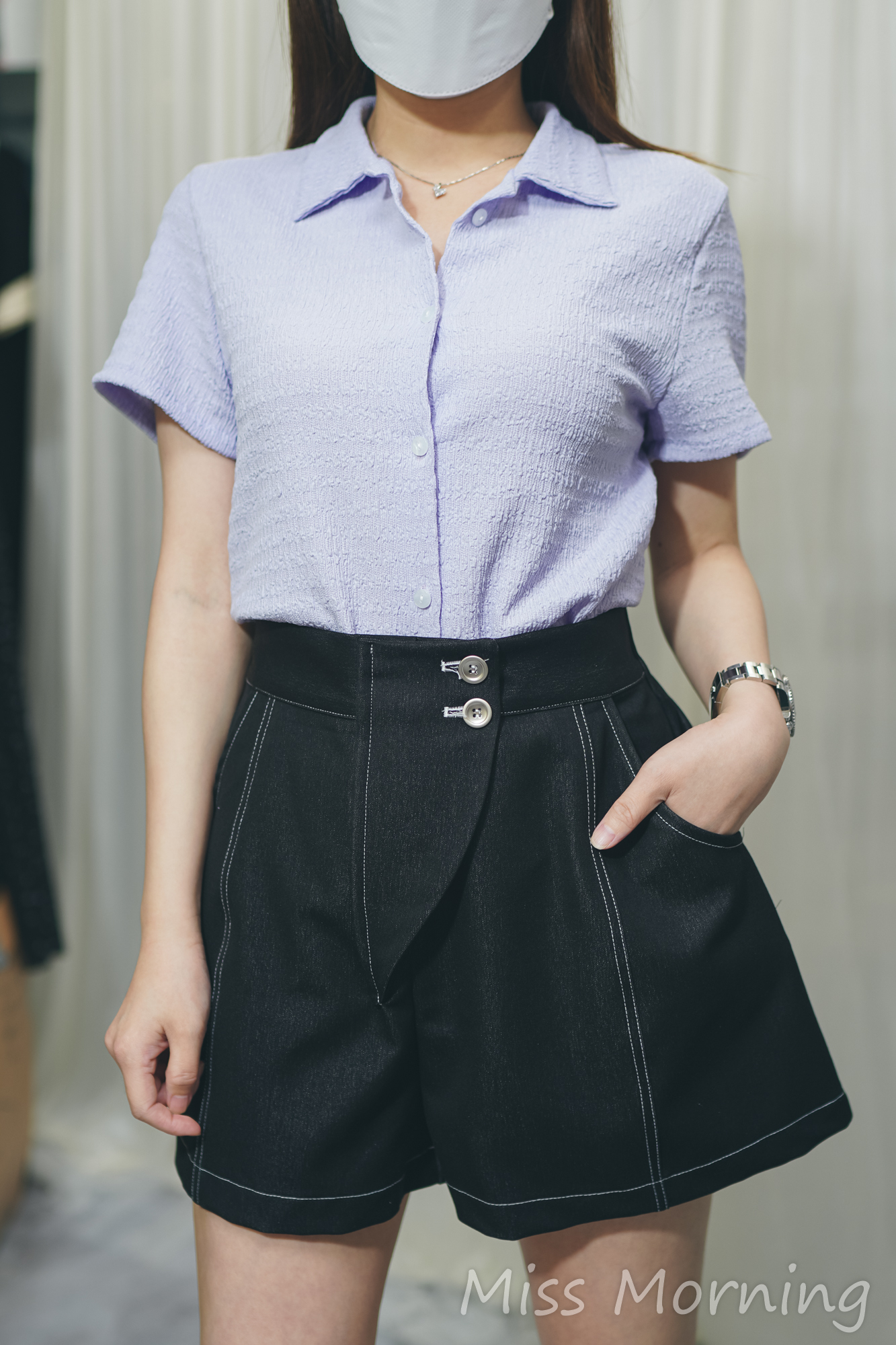 皺皺料反領上衣(13950)