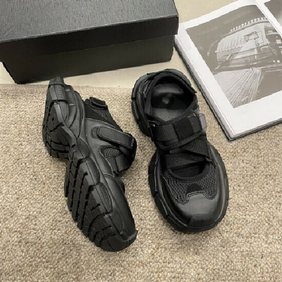 熱賣网面厚底凉鞋【黑色】【35-40碼】(下單後請聯絡客服確認發貨尺碼)