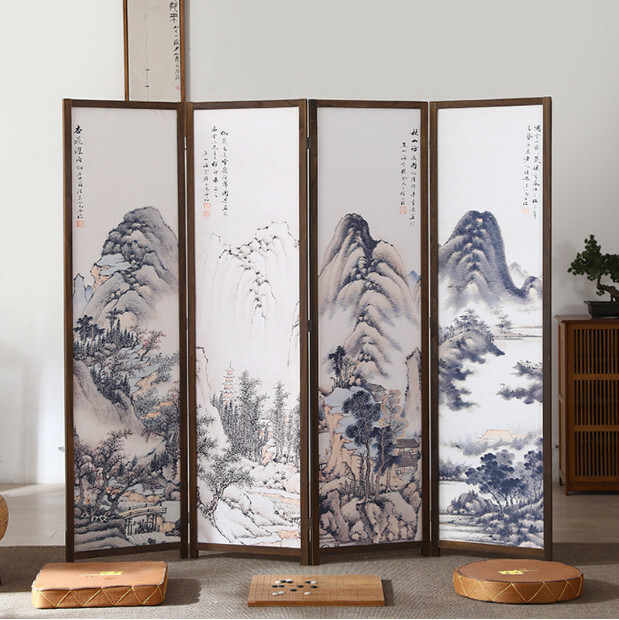 Popular wood furniture (4 pieces in total) Office screen, entrance partition, living room screen [Pattern 1] 4 pieces in total, 180x50cmx4 pieces