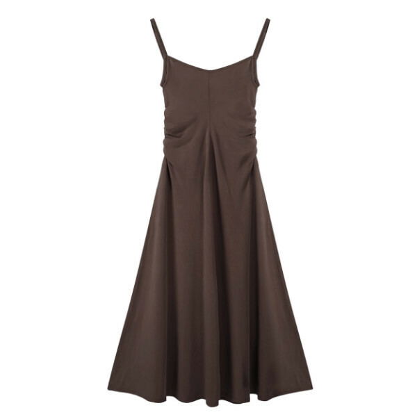 Hot selling long suspender dress (brown) (S/M size) (contact customer service after placing the order to confirm the delivery size)