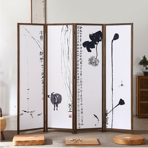 Popular wood furniture (4 pieces in total) Office screen, entrance hall partition, living room screen [Pattern 11] 4 pieces in total, 180x50cmx4 pieces