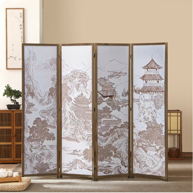 Popular wood furniture (4 pieces in total) Office screen, entrance hall partition, living room screen [Pattern 14] 4 pieces in total, 180x50cmx4 pieces