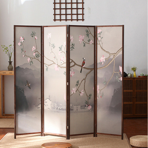 Popular wood furniture (4 pieces in total) Office screen, entrance hall partition, living room screen [Pattern 17] 4 pieces in total, 180x50cmx4 pieces
