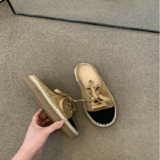 Hot selling small fragrant half slippers [khaki color] [35-40 size] (please contact customer service to confirm the delivery size after placing the order)