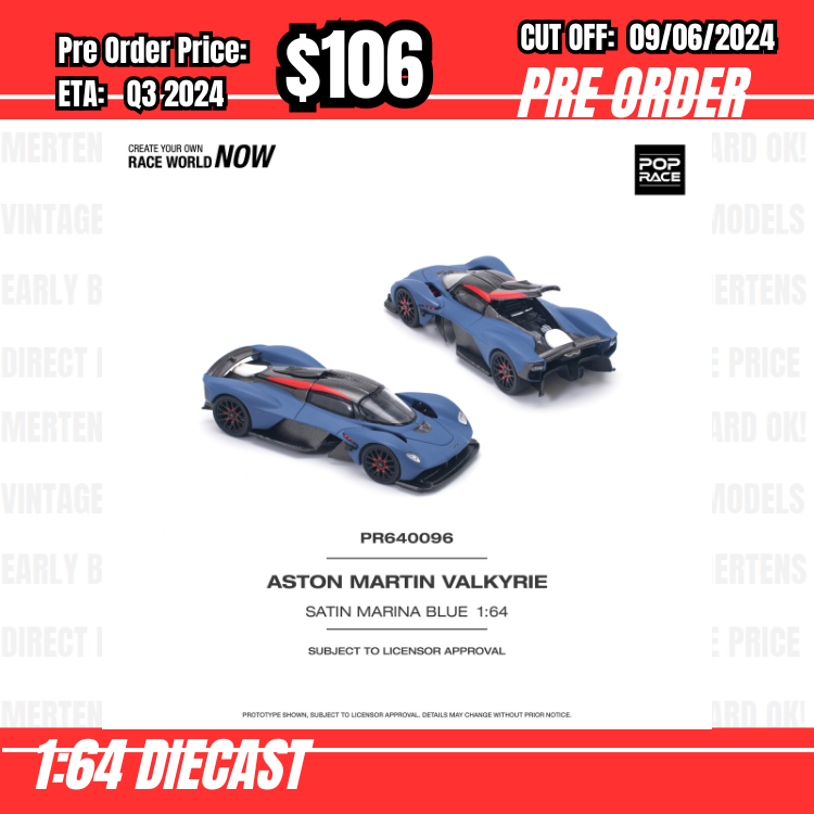 PO-$106 * Pop Race * 1:64 ASTON MARTIN VALKYRIE SATIN MARINA BLUE [OD28/05]