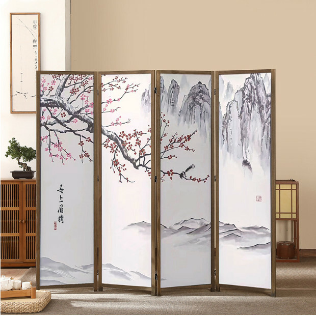 Popular wood furniture (4 pieces in total) Office screen, entrance hall partition, living room screen [Pattern 32] 4 pieces in total, 180x50cmx4 pieces