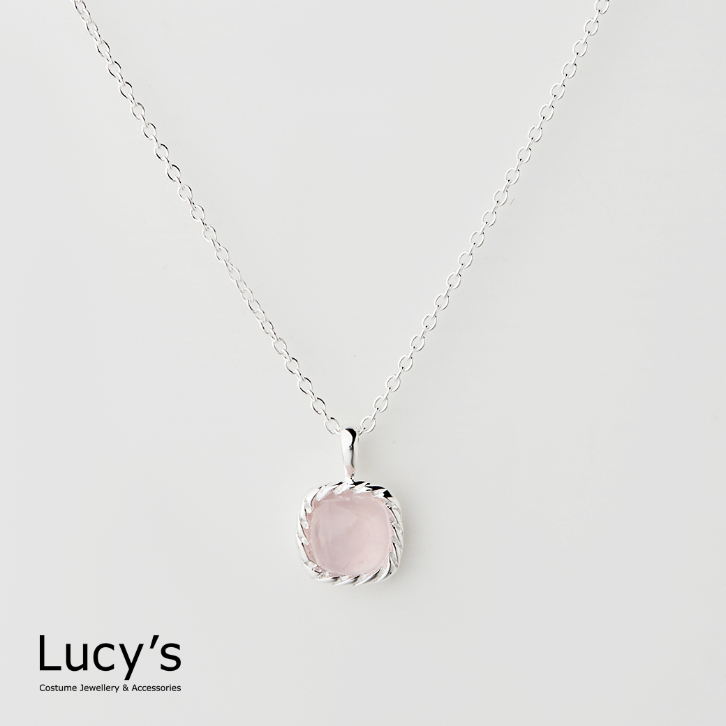 LUXURY 系列｜925純銀 柔光粉晶 項鍊 (113551)