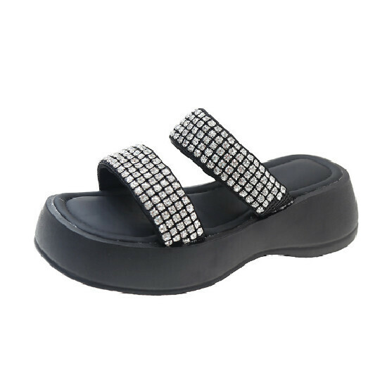 Hot selling rhinestone sandals [two diamonds] [size 35-40] (please contact customer service to confirm the delivery size after placing the order)