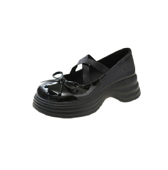 Hot selling bow leather shoes [black] [size 35-40] (please contact customer service to confirm the delivery size after placing the order)