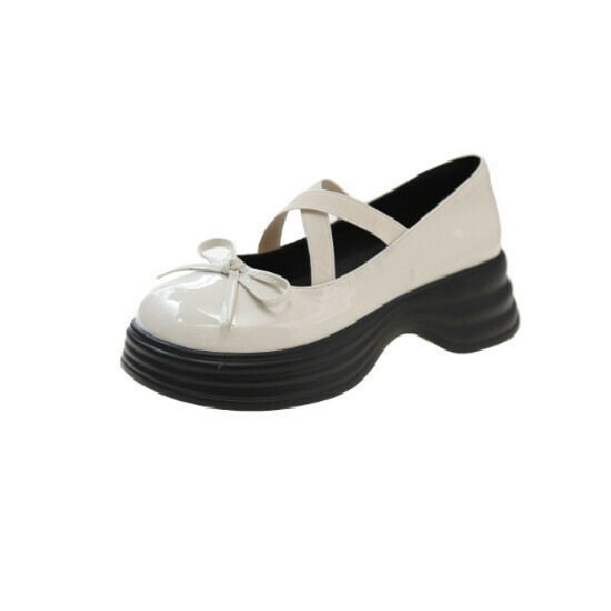 Hot selling bow leather shoes [beige] [size 35-40] (please contact customer service to confirm the delivery size after placing the order)