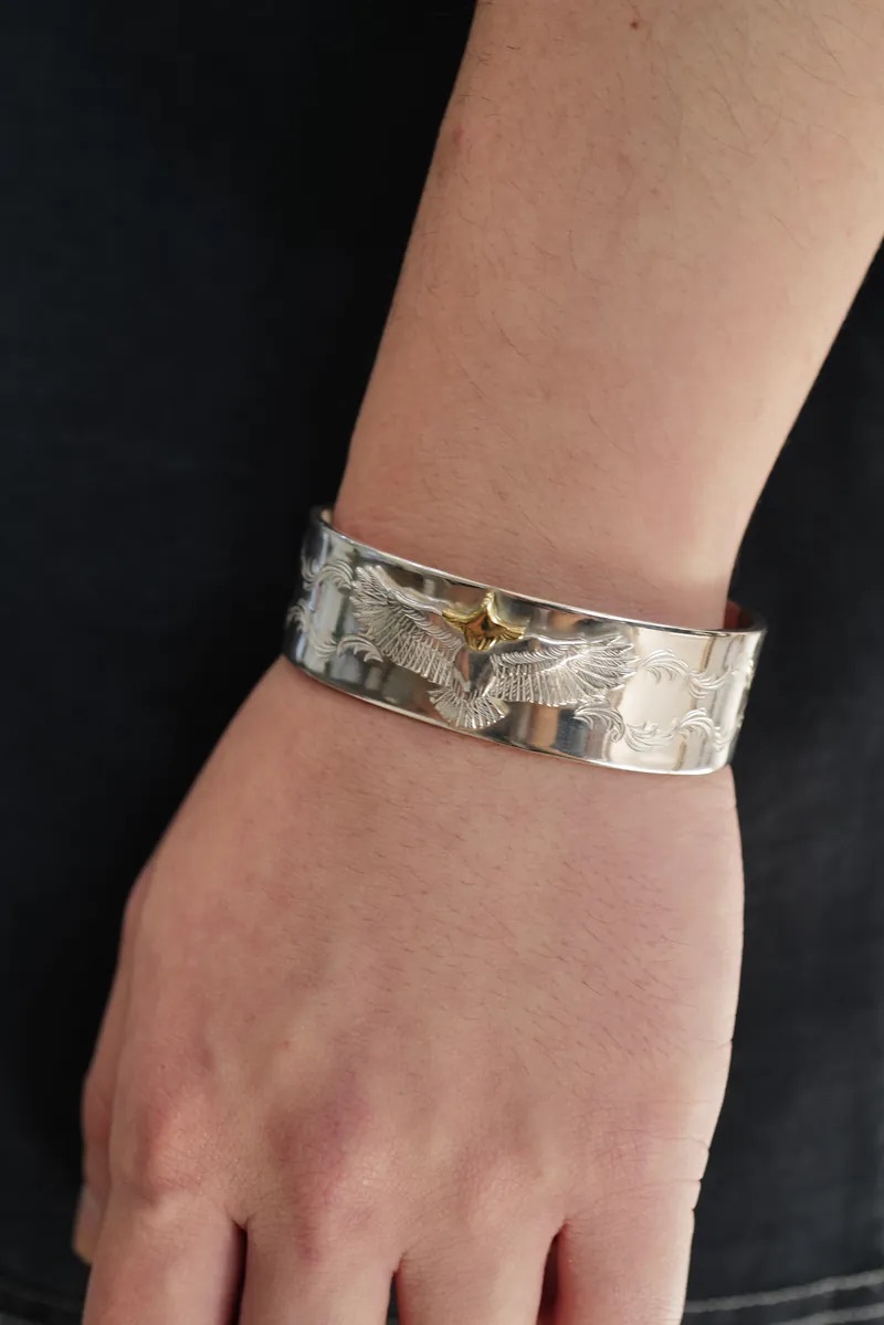 Keep Koichi K18 Head Eagle Arabesque 20mm Bangle
