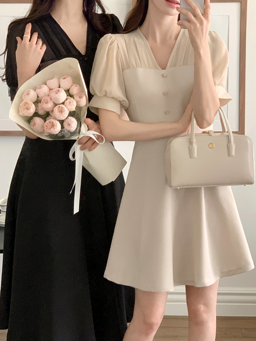 [福利品] Mielle 浪漫拼接洋裝-短版 [ 粉色 / Free ]