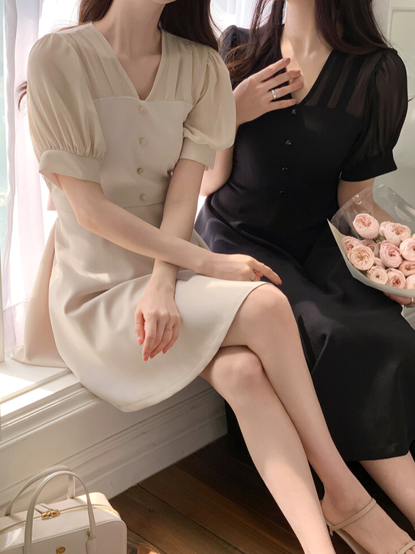 [福利品] Mielle 浪漫拼接洋裝-短版 [ 粉色 / Free ]