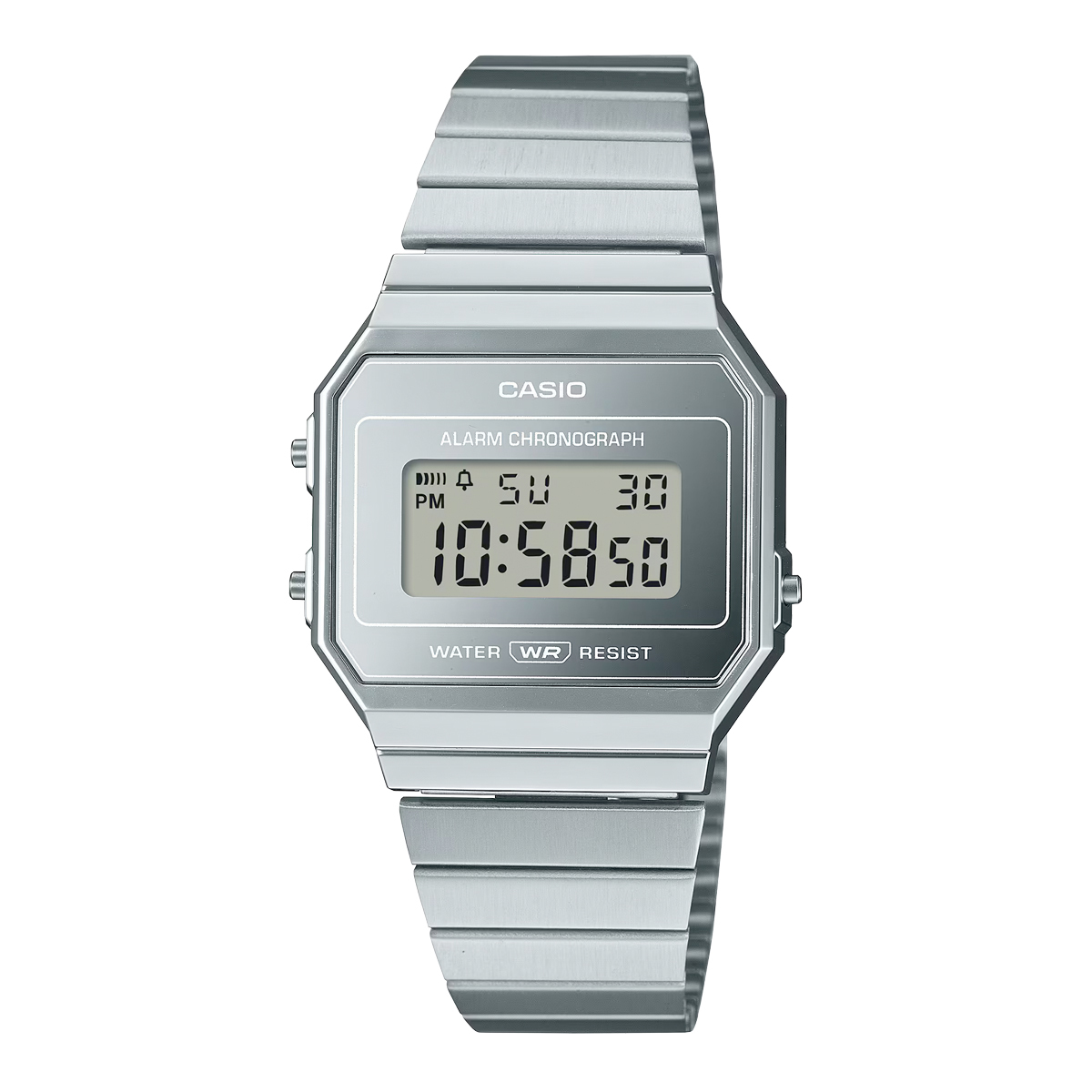 Casio A700WEV-7A 超薄 銀色 鏡面 方形復古跳字錶
