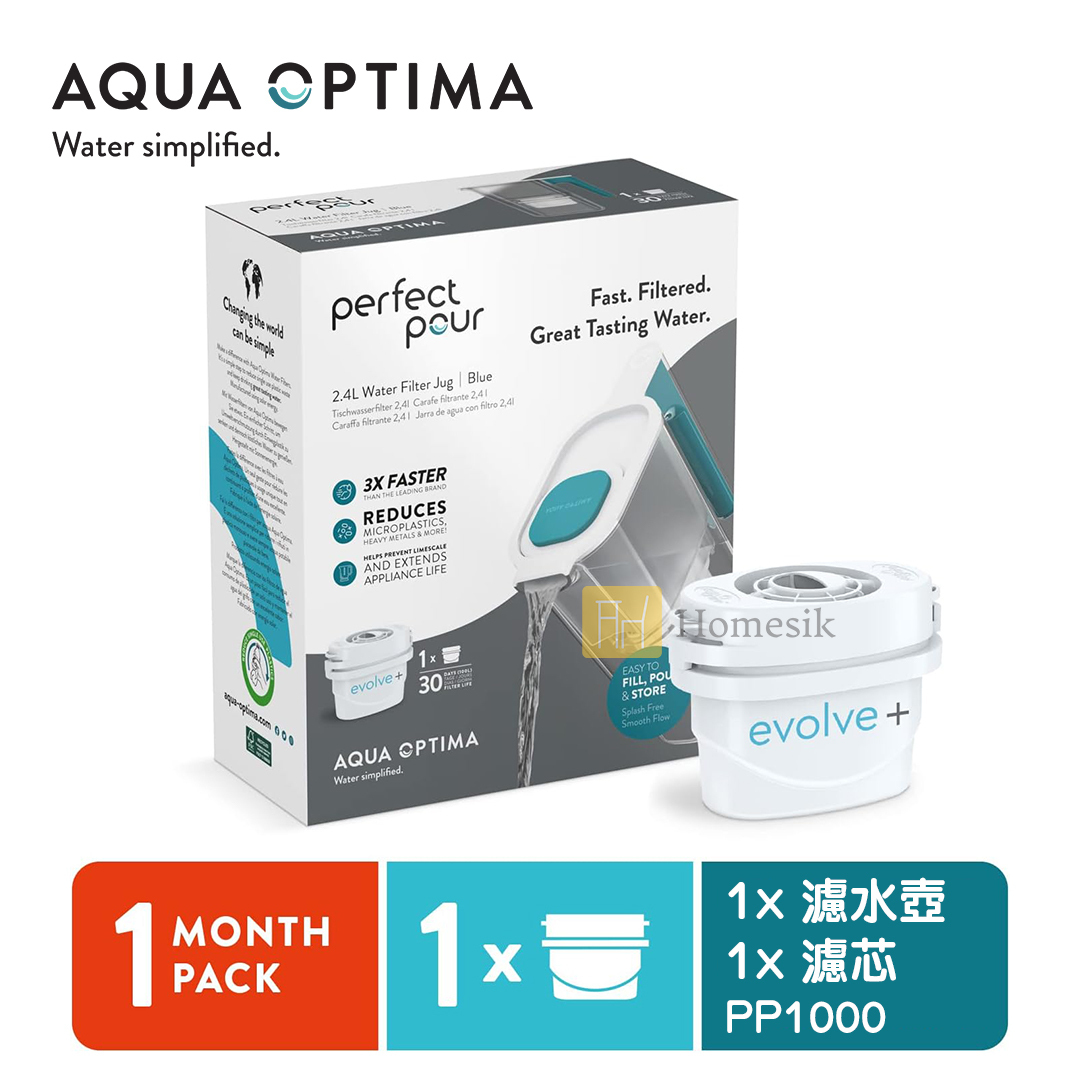 Perfect Pour 藍色2.4L濾水壺連Evolve+ 濾芯1件 (PP1000)