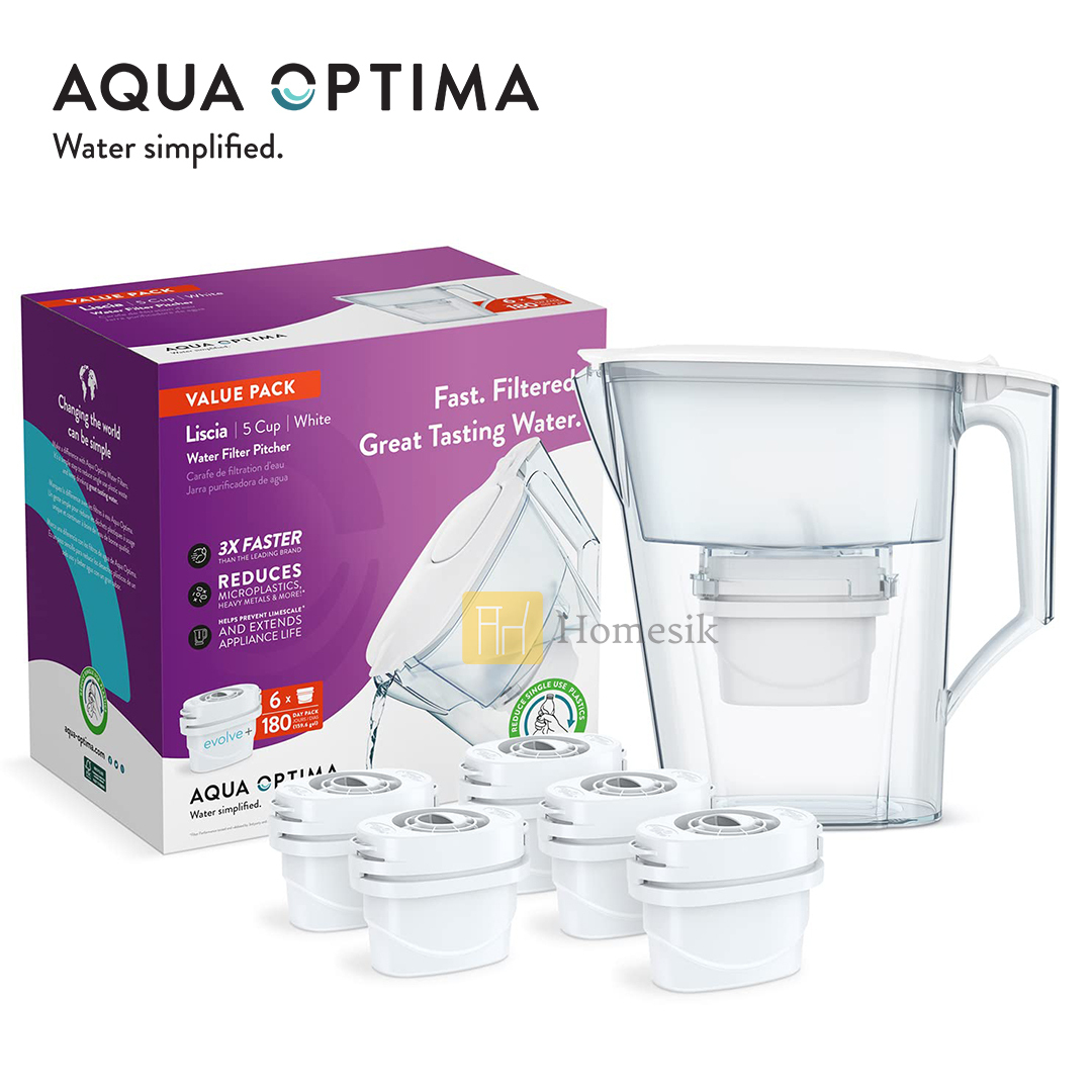 Liscia 白色2.5L濾水壺連Evolve+ 濾芯6件 (PJ0603)